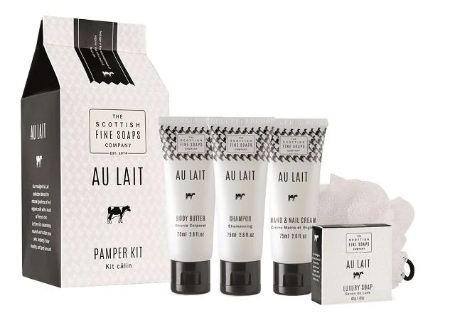 Scottish Fine Soaps Au Lait tělové máslo + sprchový krém + šampón + mýdlo