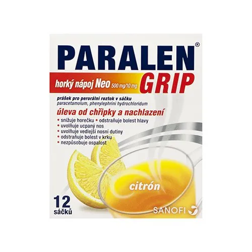 Paralen Grip Horký nápoj Neo 500 mg/10 mg 12 sáčků