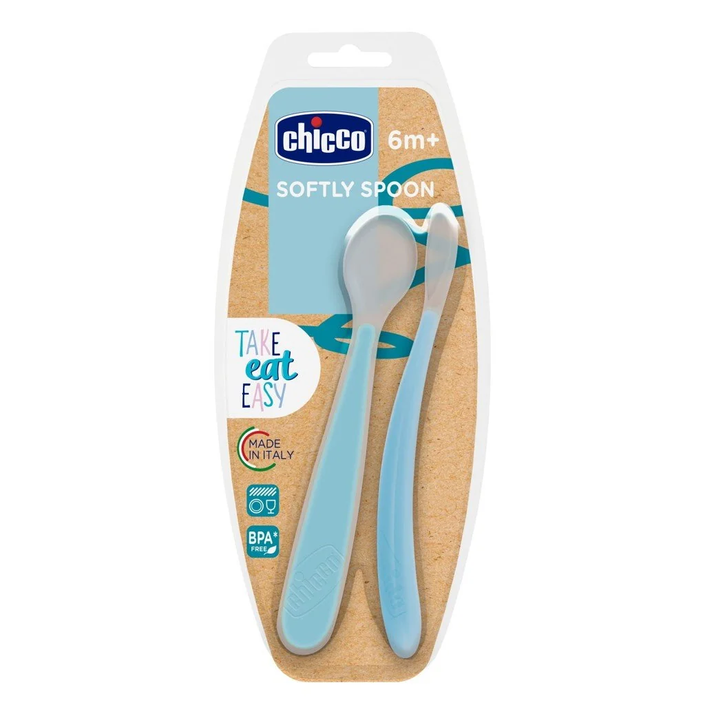 Chicco Lžička silikonová 2 ks modrá 6m+