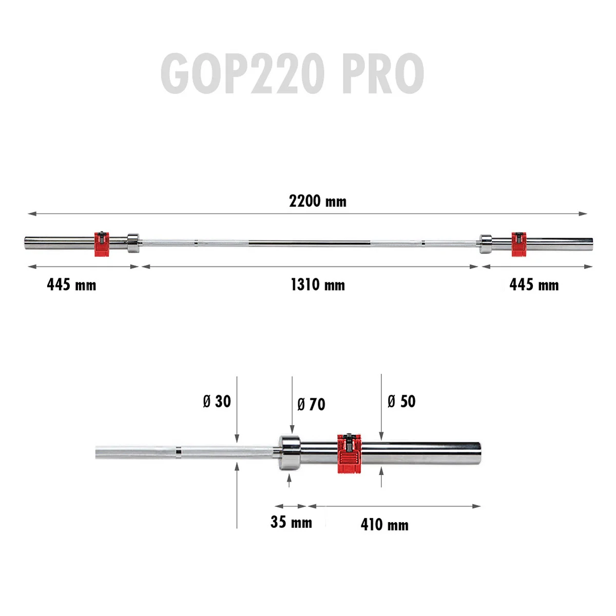 HMS Olympijská obouruční osa GOP220 Pro 220 cm x 50 mm