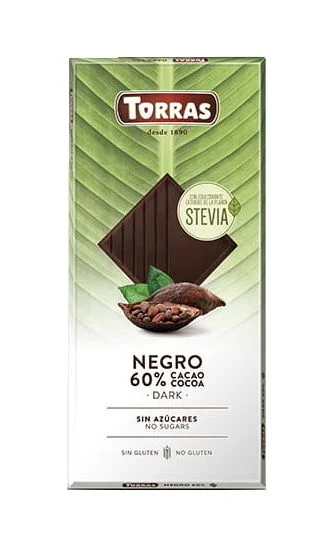 Torras Negro Dark 60% čokoláda se stévií 100 g