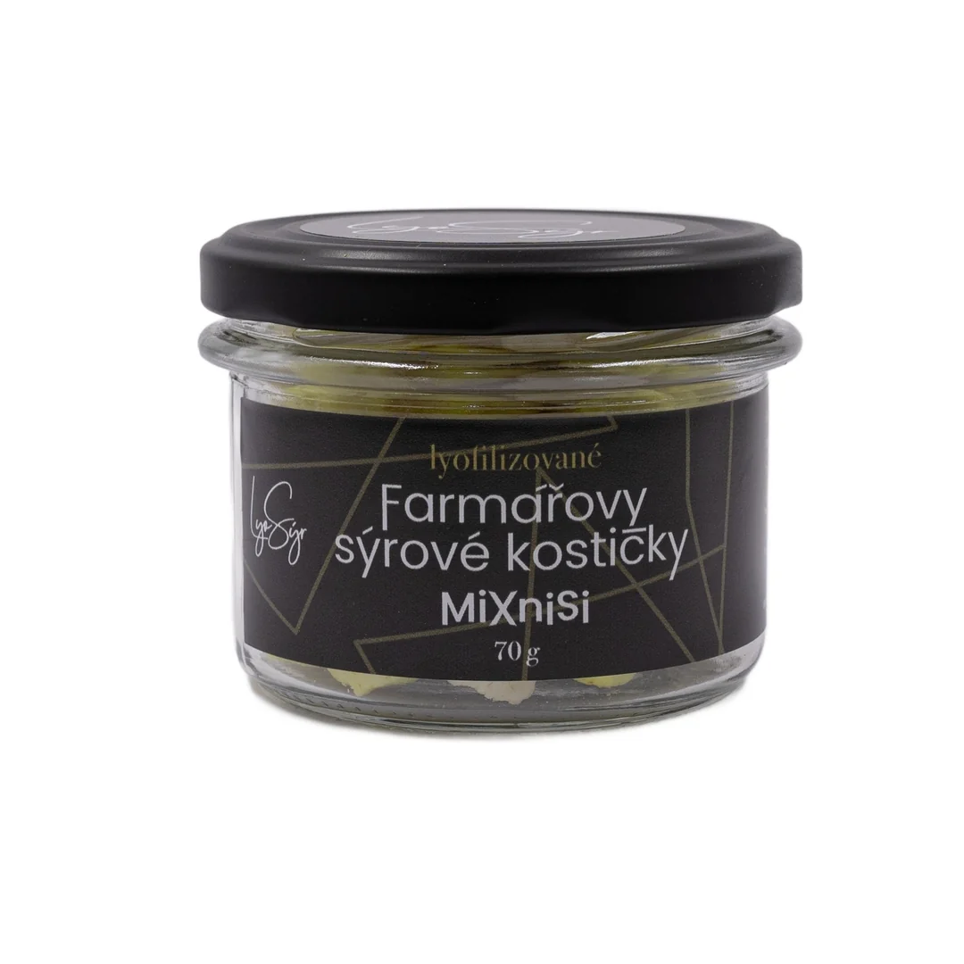 Lyopotraviny MiXniSi - lyofilizované farmářovi sýrové kostičky, 70 g, ve skle