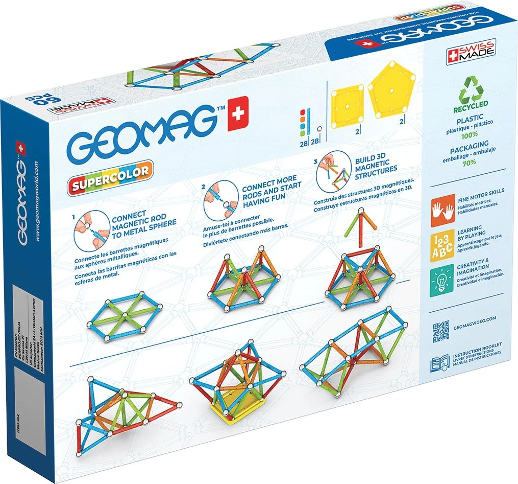 Geomag Supercolor magnetická stavebnice 60 dílků