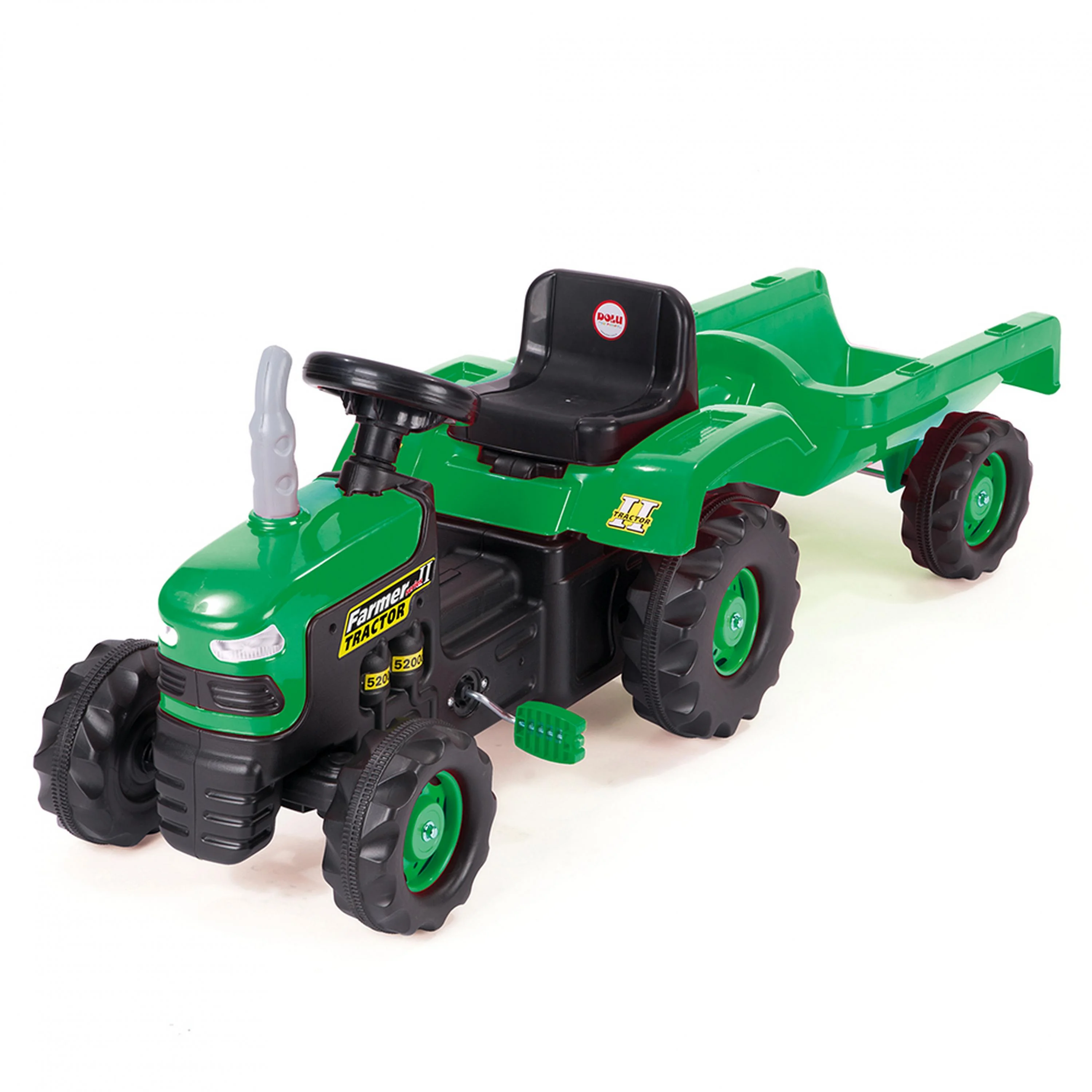 Dolu Dětský traktor šlapací s vlečkou, zelený
