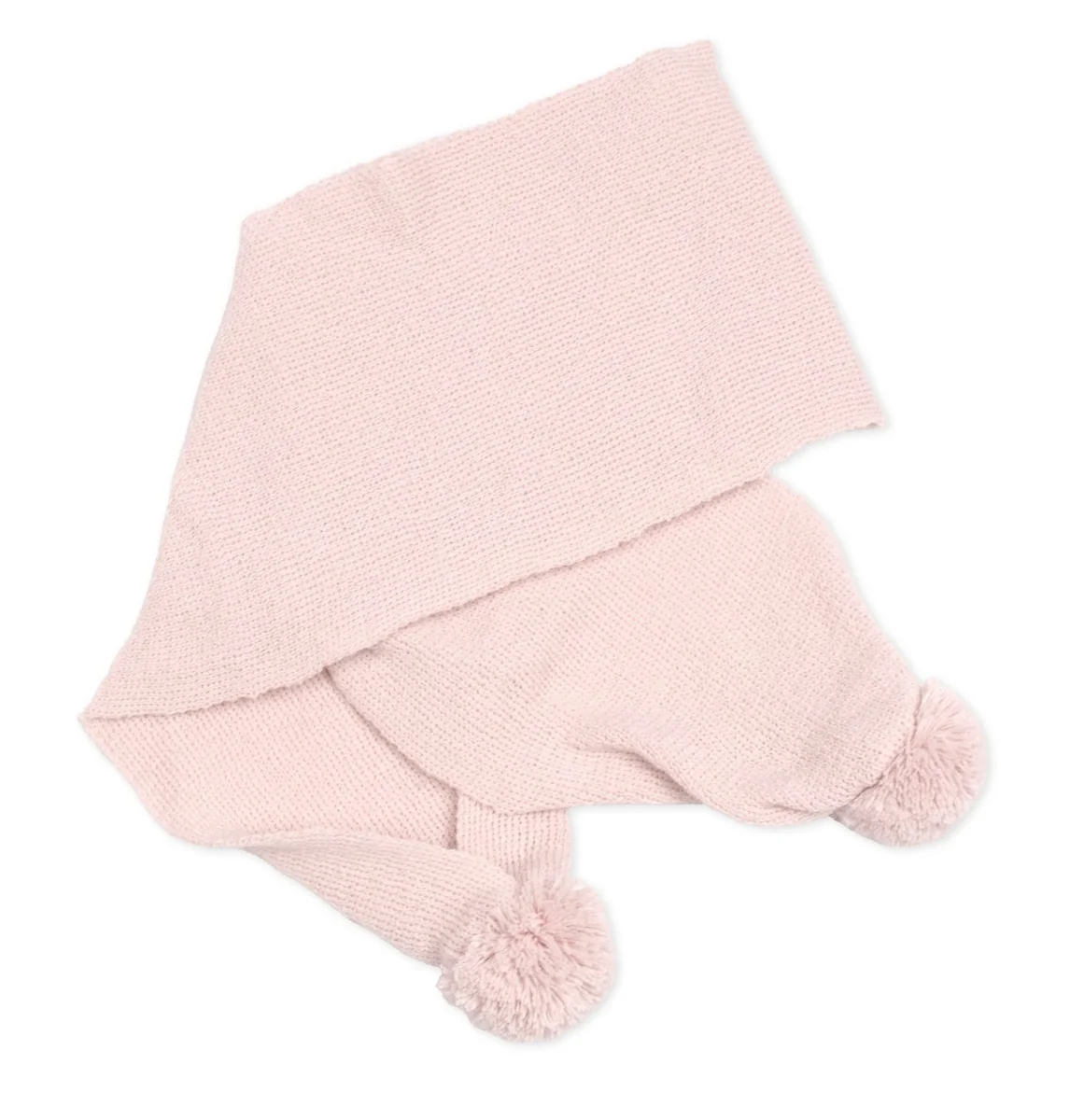 Baby Nellys Zimní čepička s šálou - NATURE, 0-6m - pudrově růžová