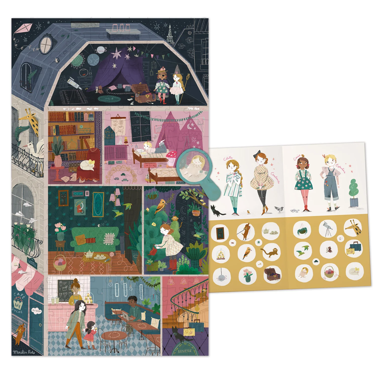 Moulin Roty Puzzle s lupou Hotel - 200 pcs