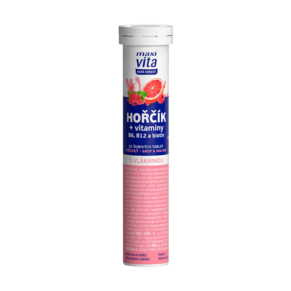 Maxivita Hořčík + B6 + B12 + biotin 20 šumivých tablet
