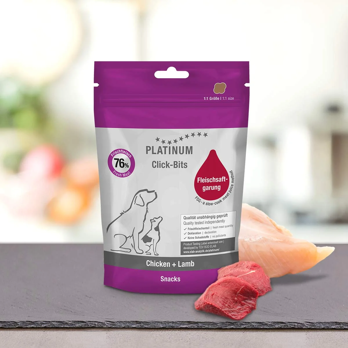 Platinum Click-Bits Chicken + Lamb - Kuře + Jehně kousíčky 150g