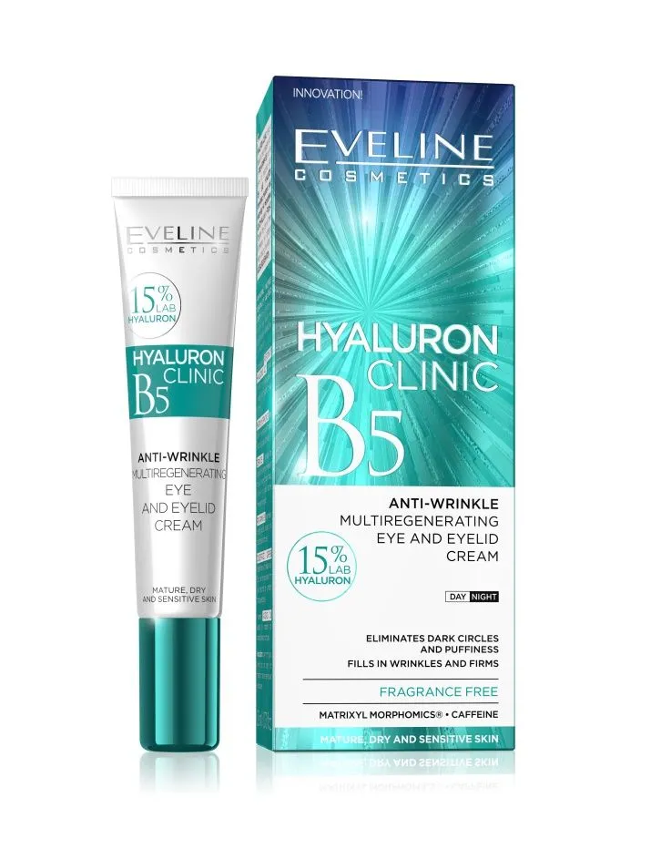 Eveline Hyaluron Clinic B5 protivráskový krém na oční víčka 20 ml