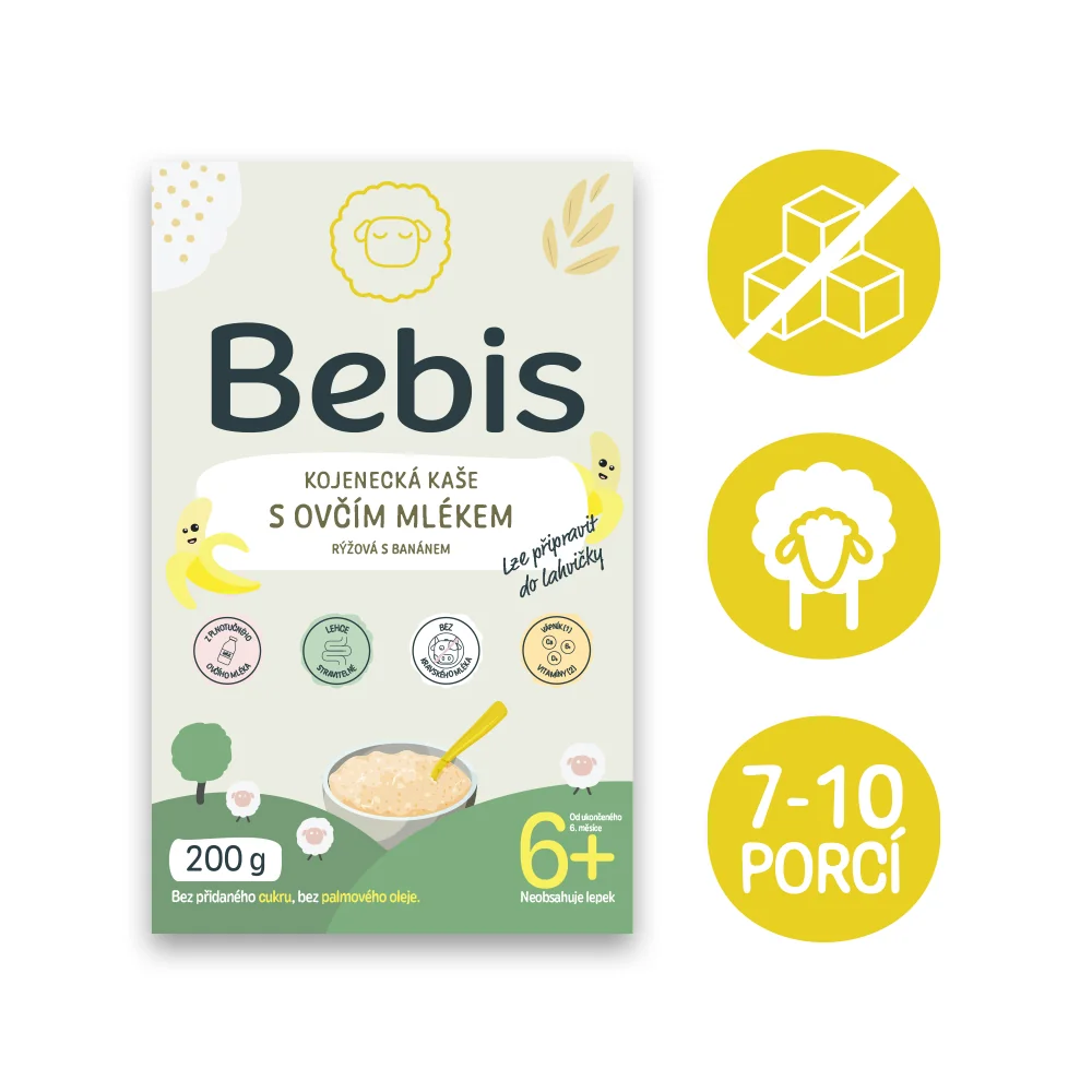 Bebis Kojenecká kaše s ovčím mlékem rýžová s banánem 200 g