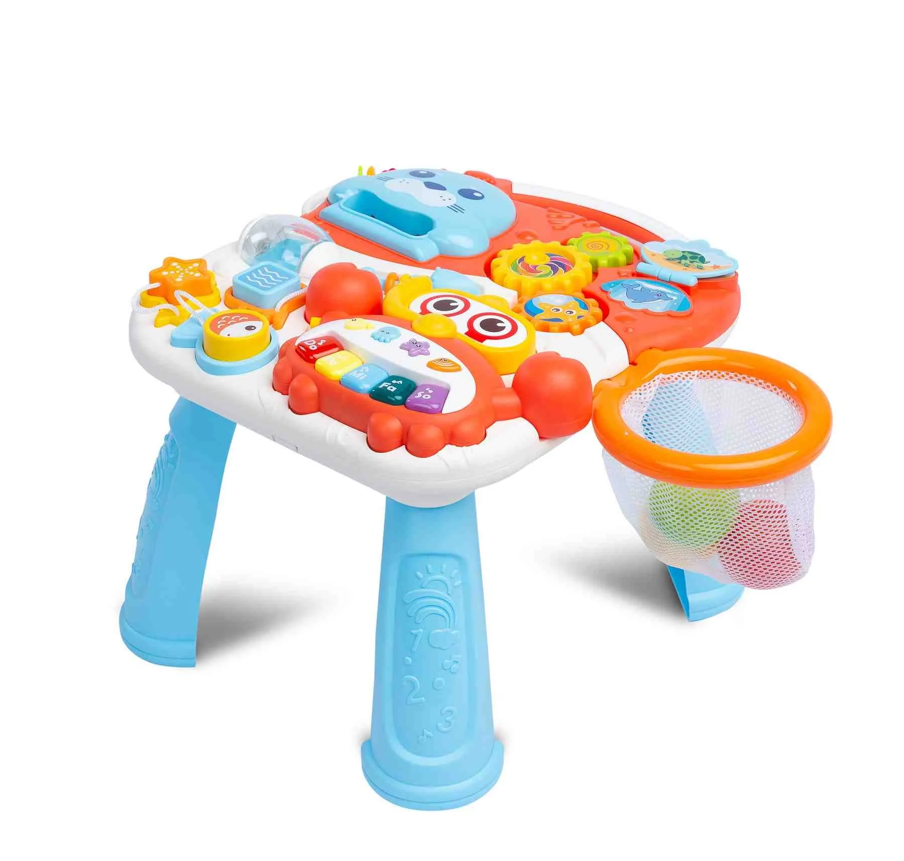 Toyz Dětské interaktivní chodítko, stoleček s příslušenstvím 2v1, oranžové