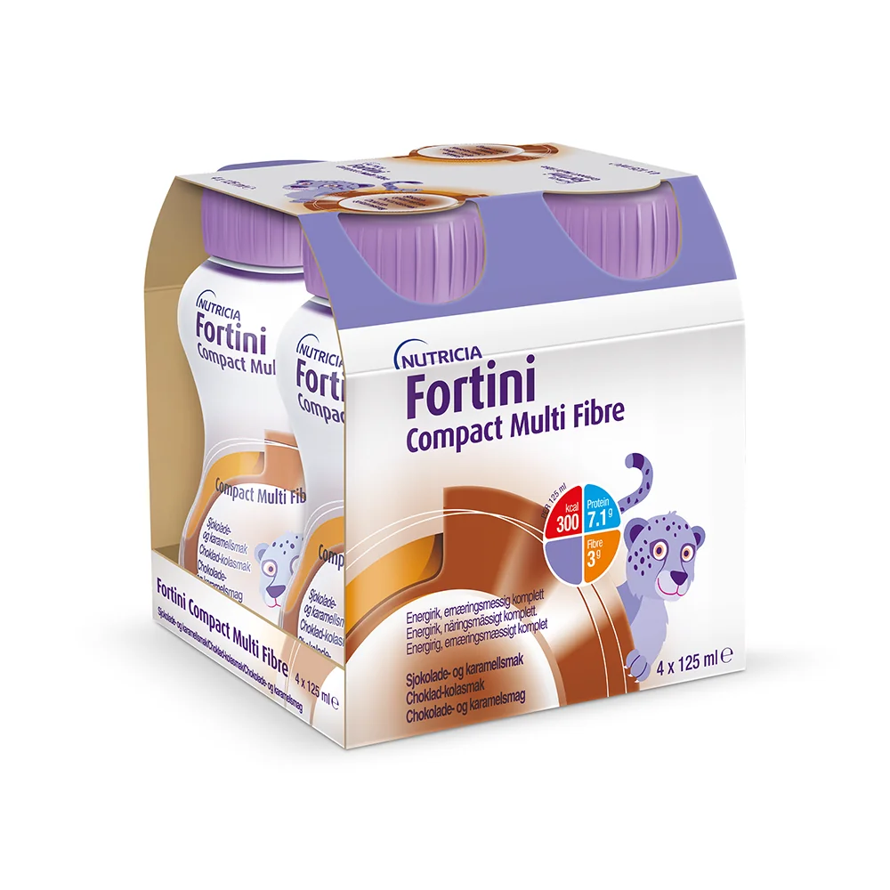 Fortini Compact Pro děti s vlákninou Čokoláda-karamel 4x125 ml