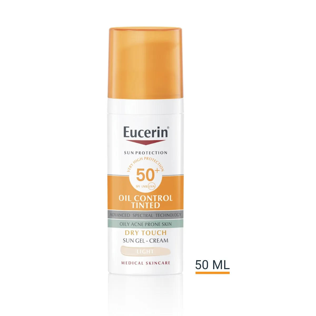 Eucerin Oil Control Ochranný krémový gel na opalování na obličej SPF 50+ světlý 50 ml