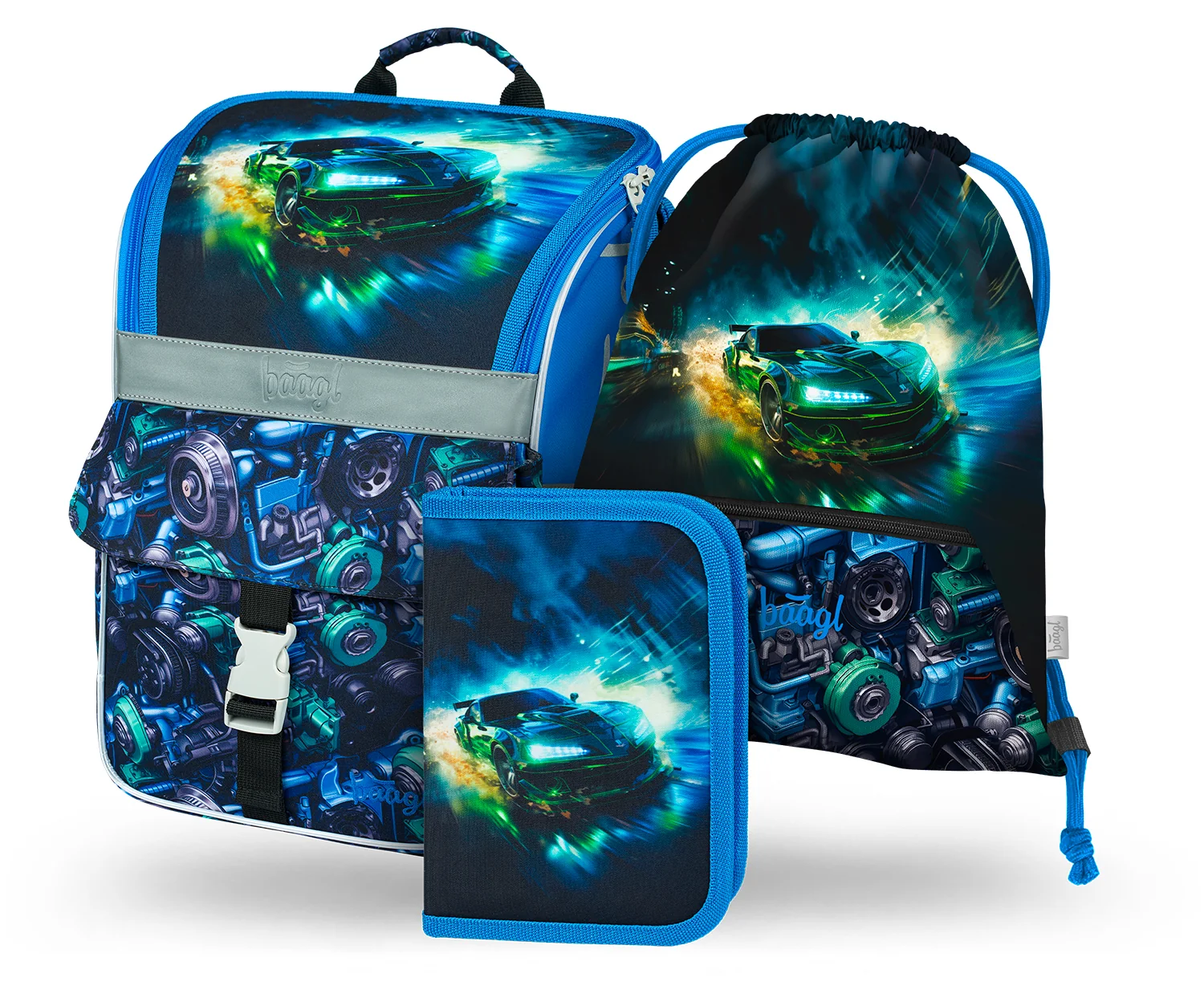 Baagl 3 SET Zippy Závodní auto: aktovka, penál, sáček 