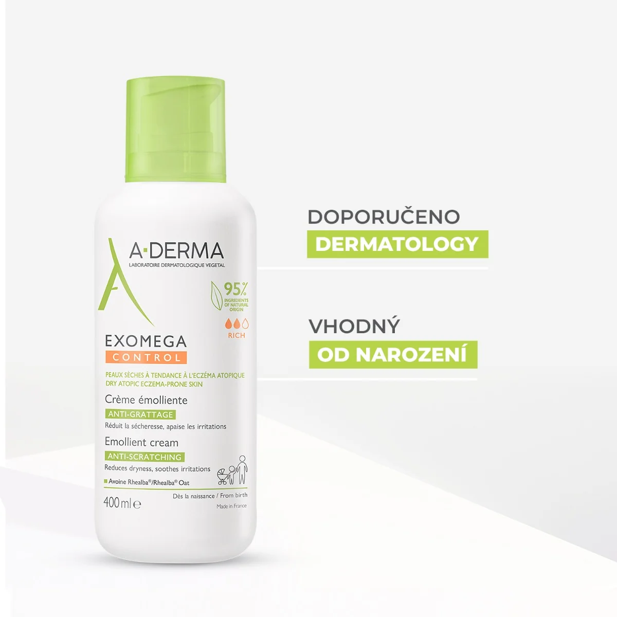A-Derma Exomega Control Emolienční krém pro suchou kůži se sklonem k atopii 400 ml