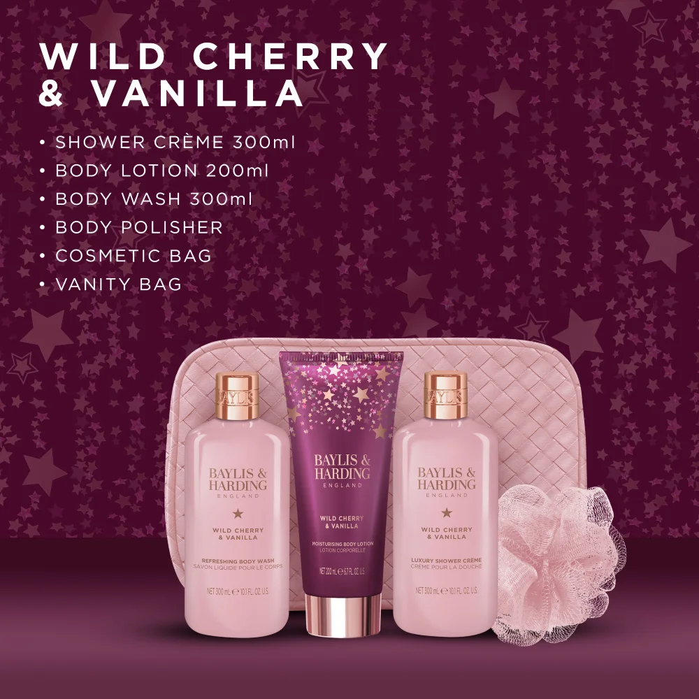 Baylis & Harding Dárková sada péče o tělo v toaletní taštičce Wild Cherry 6 ks
