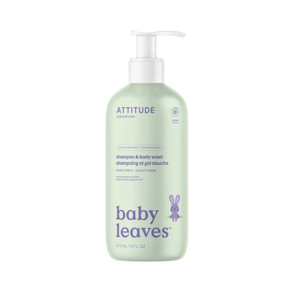 ATTITUDE Baby Leaves Dětské mýdlo a šampon 2v1 sladké jablko 473 ml