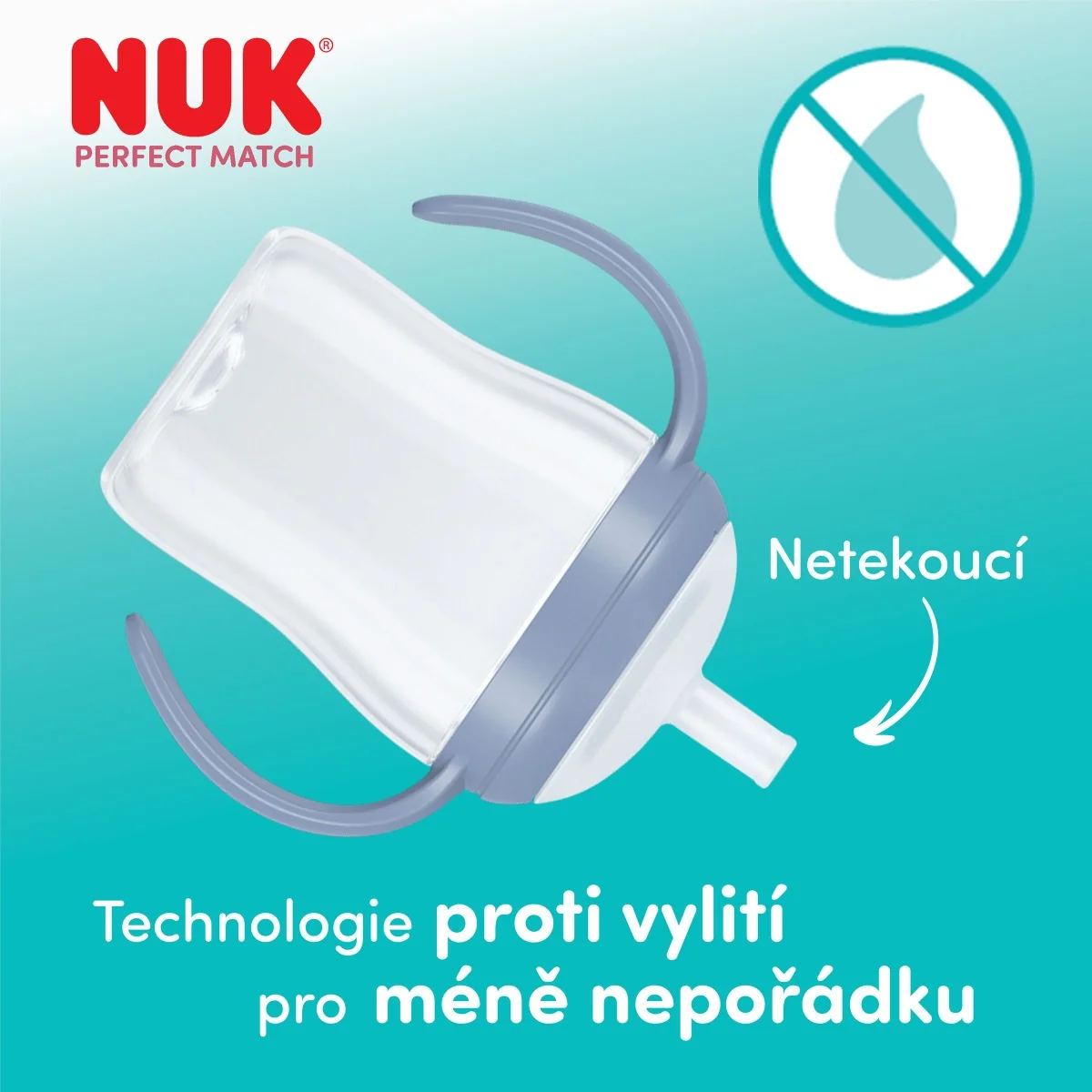 NUK Perfect Match Láhev na učení s brčkem 8m+ 150 ml 1 ks pengu