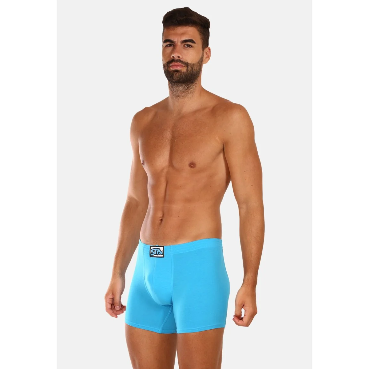 Styx Pánské boxerky long klasická guma světle modré (F1169) XL
