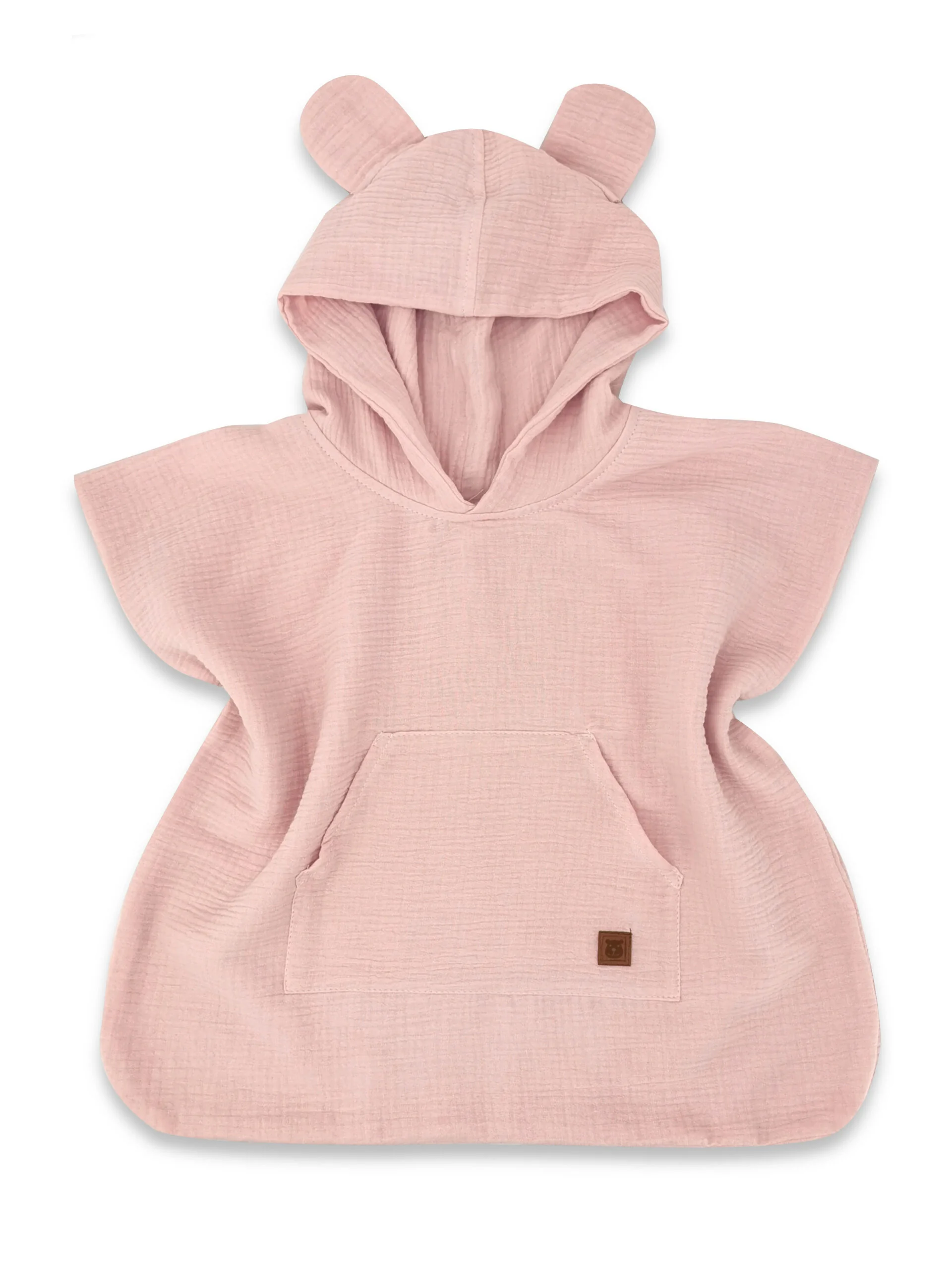 Baby Nellys Dětské mušelínové pončo lux s kapucí Teddy, rychleschnoucí, 110/122