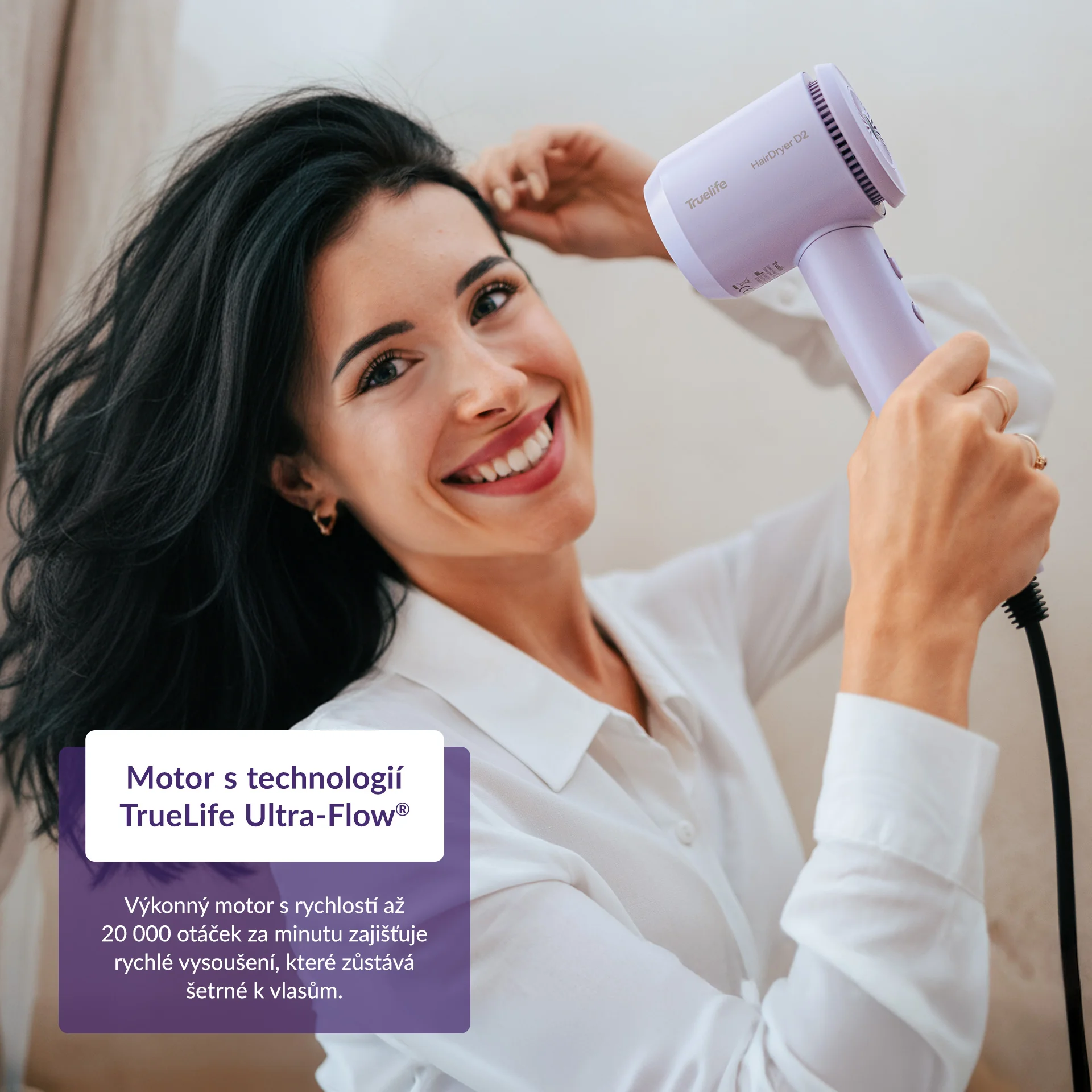 Truelife HairDryer D2 fén na vlasy fialový