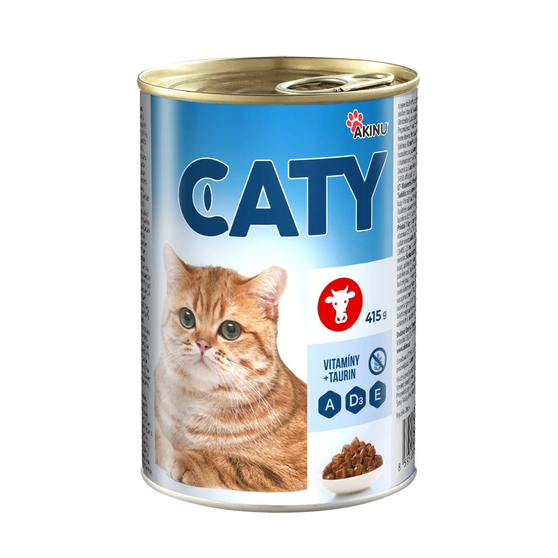 Akinu CATY Hovězí kousky v omáčce konzerva pro kočky 14 x 415 g