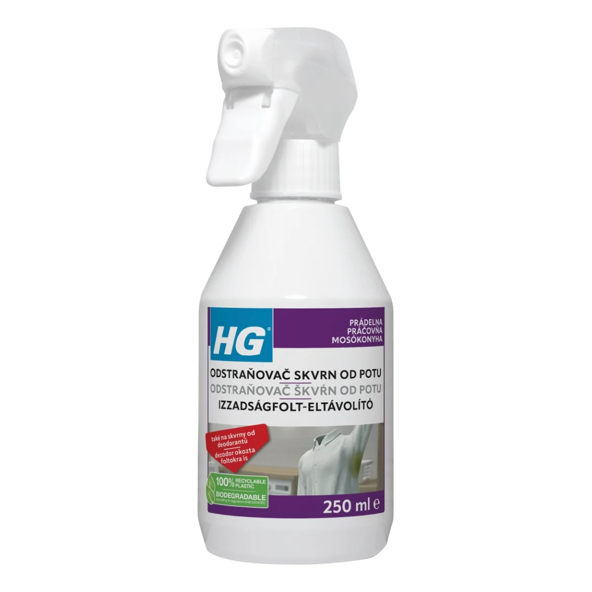 HG Odstraňovač skvrn od potu 250 ml