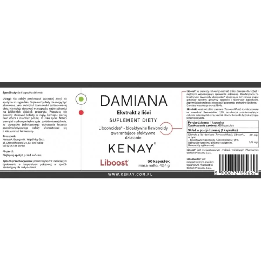 Kenay Damiana extrakt z listů 60 kapslí