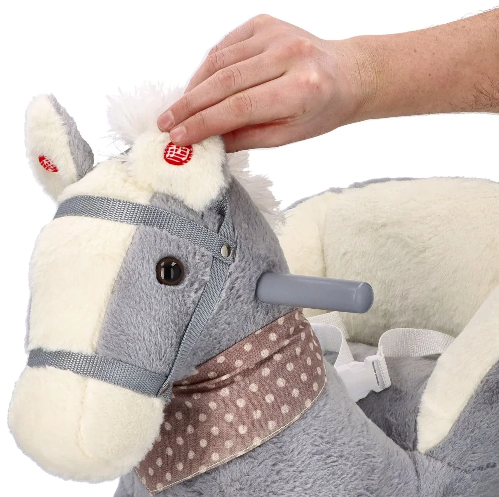 Adam Toys Houpací jednorožec se sedačkou,  kolečky, šedý