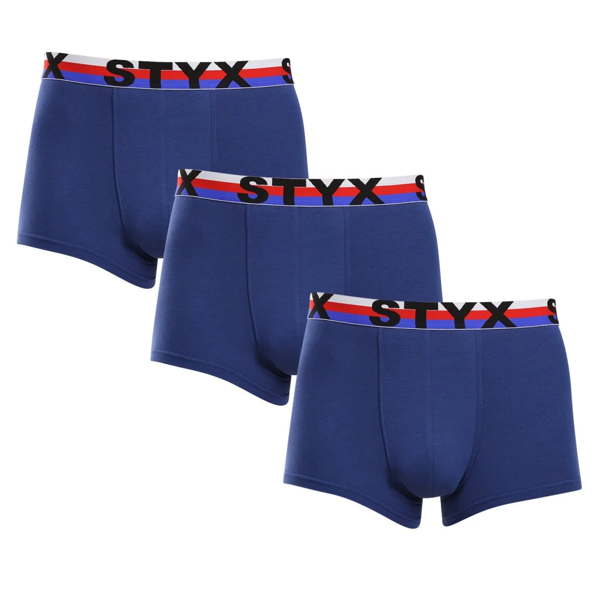 Styx 3PACK pánské boxerky sportovní guma tmavě modré trikolóra (3G1968) M