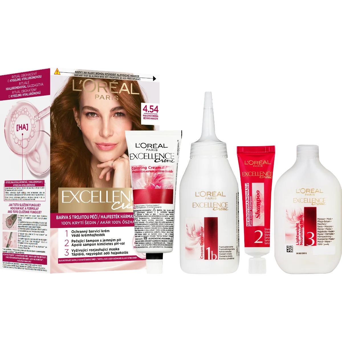 Loréal Paris Excellence Creme odstín 4.54 mahagonově měděná barva na vlasy