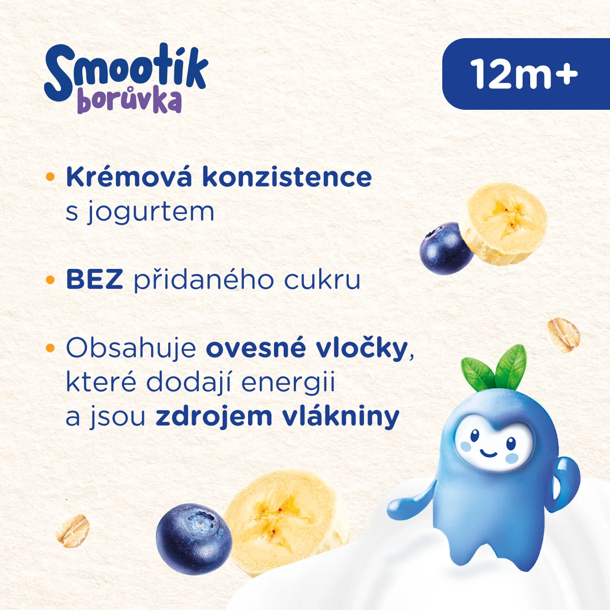 Sunar Smootík Borůvka, jogurt, ovesné vločky kapsička 120 g