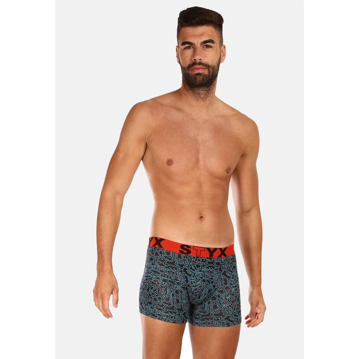 Styx Pánské boxerky long art sportovní guma doodle (U1256) XL