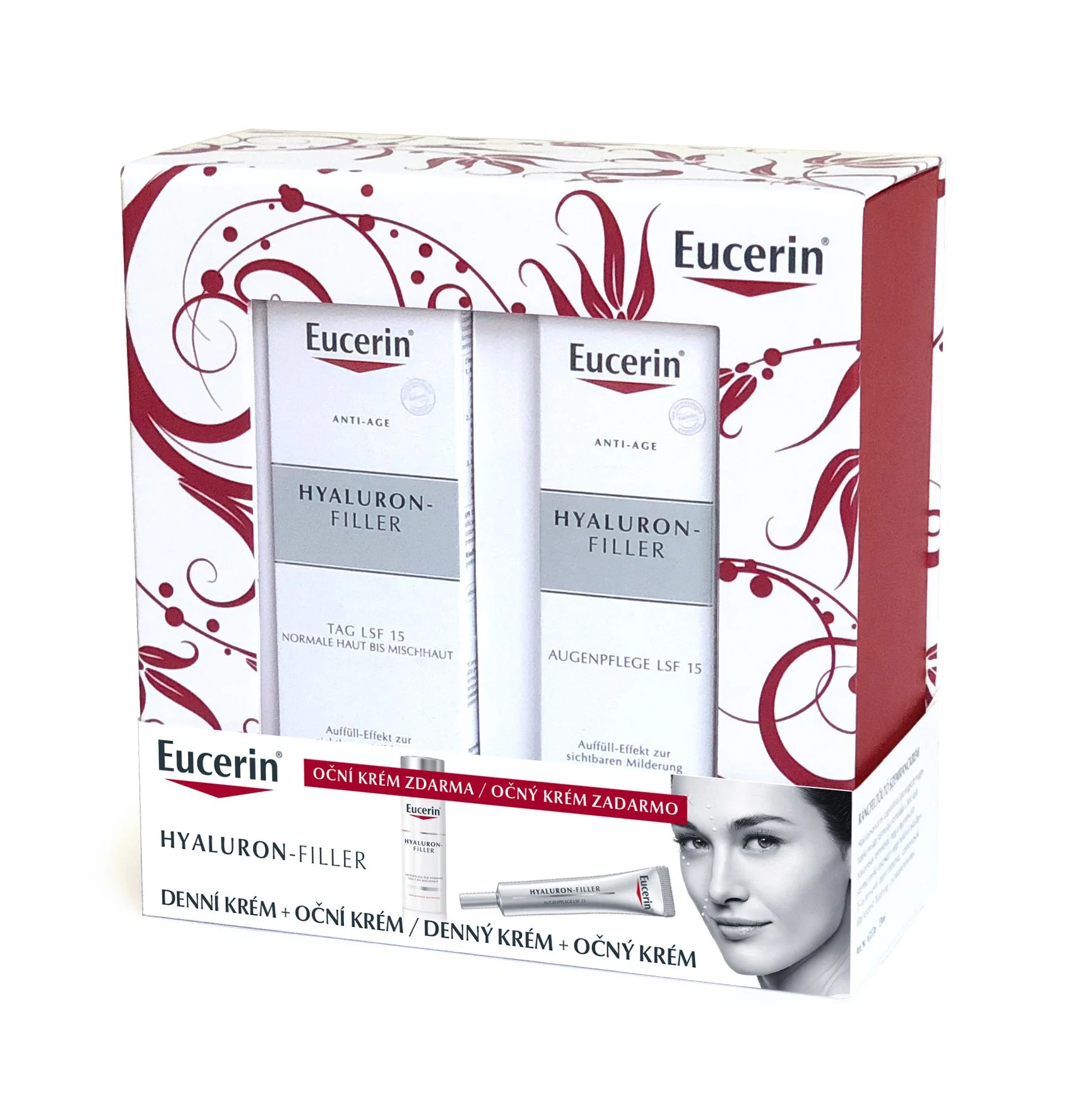 Eucerin Hyaluron filler denní krém pro normální pleť 50 ml + oční krém 15 ml
