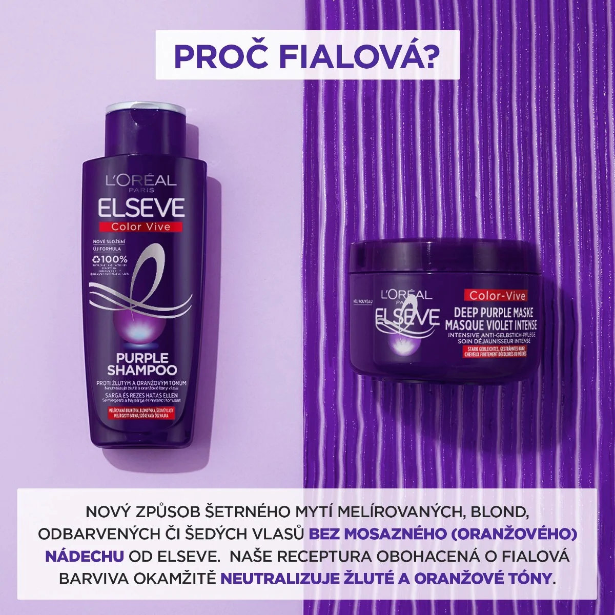 Loréal Paris Elseve Color Vive Purple fialová maska 250 ml