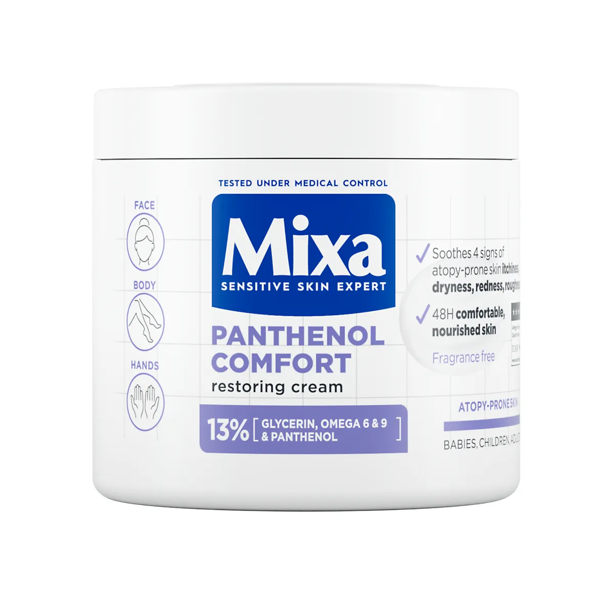 Mixa Panthenol Comfort obnovující tělová péče pro pokožku se sklonem k atopii 400 ml