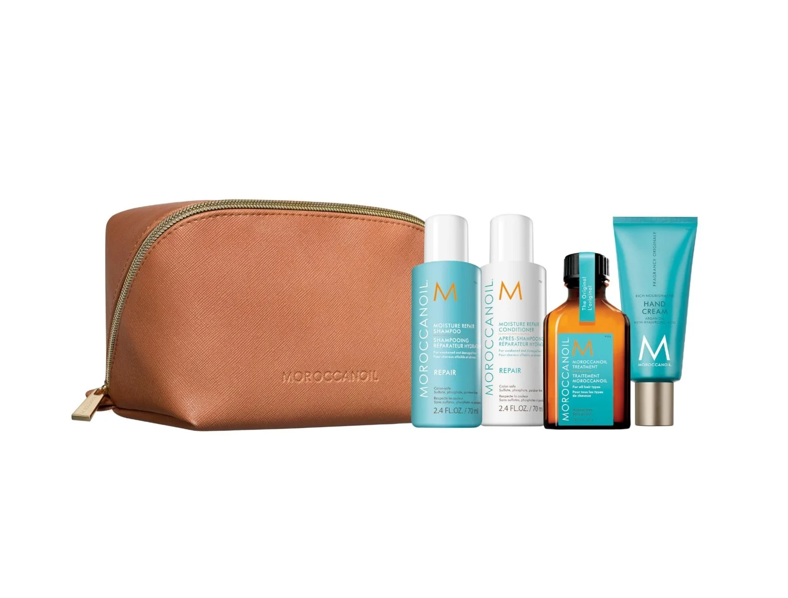 Moroccanoil Travel Repair cestovní sada na poškozené vlasy 4 ks + taštička