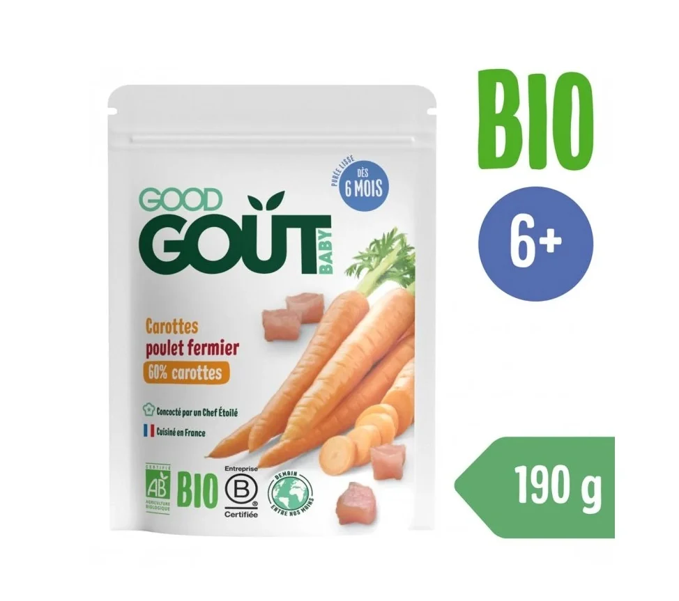 Good Gout BIO Mrkev s farmářským kuřátkem 6m+ 190 g