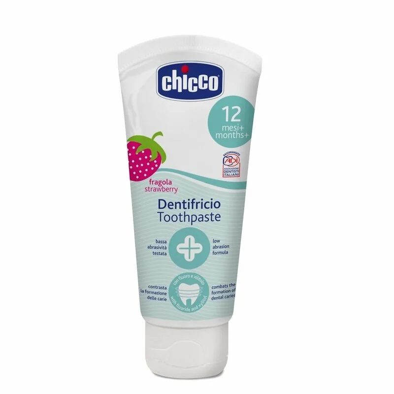 Chicco Set zubní kartáček a pasta s fluorem v pouzdře Always Smiling zelená 12m+