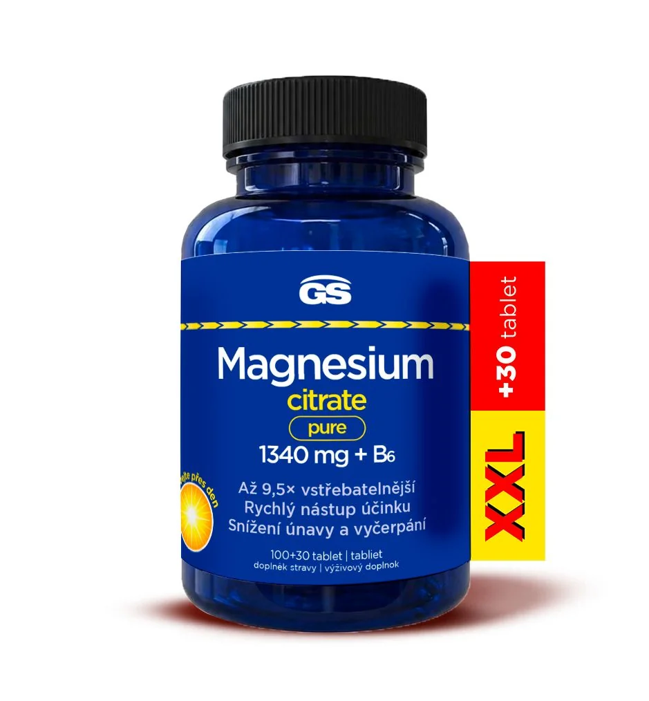 GS Magnesium citrát pure 1340 mg + B6 XXL 100+30 tablet