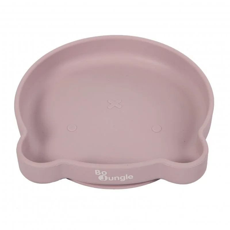 Bo Jungle silikonový talíř s přísavkou Bear Pastel Pink 