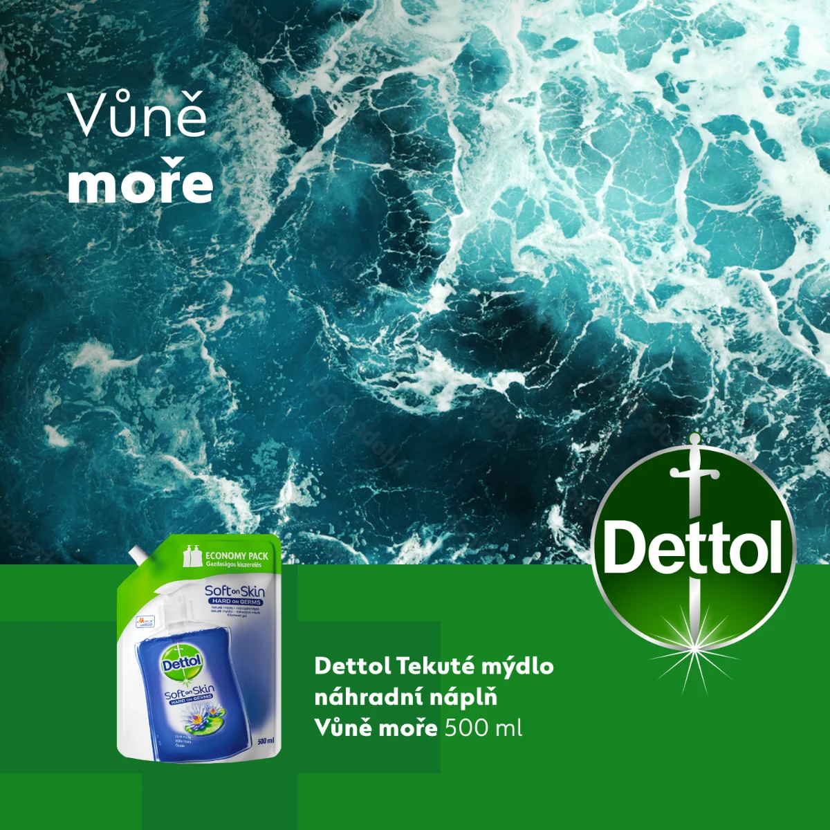 Dettol Tekuté mýdlo Vůně moře náhradní náplň 500 ml