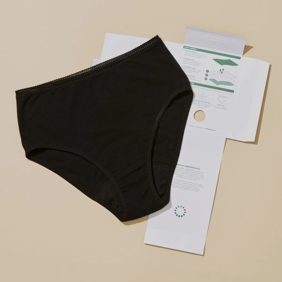 AllMatters Menstruační kalhotky s vysokým pasem vel. XS 1 ks černé