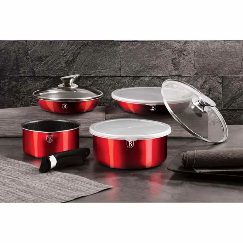 Berlingerhaus Sada nádobí s odnímatelnou rukojetí 9 ks Burgundy Metallic Line
