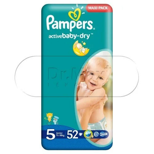 Pampers Active Baby-Dry - plenky s pásky velikost 5 (Junior) 11-18kg 52ks