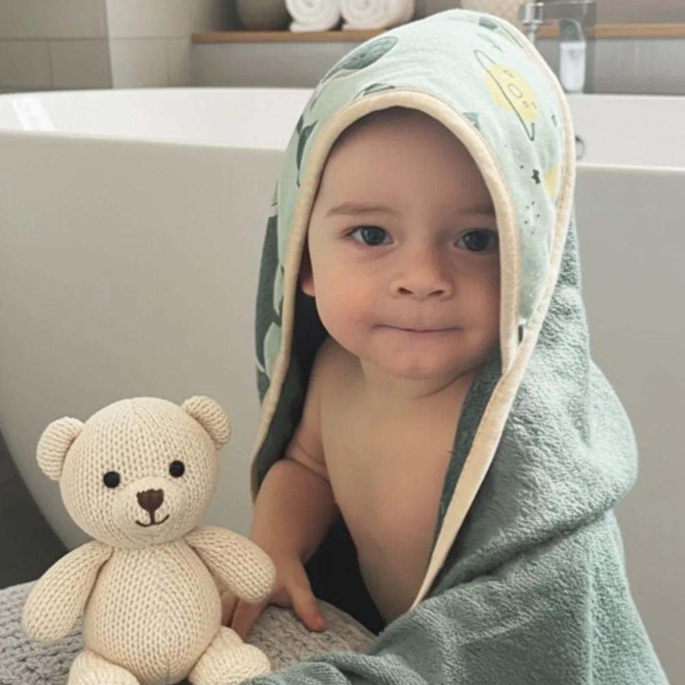 Petite&Mars Osuška bambusová s kapucí Loulou Pink Meadow 1 ks