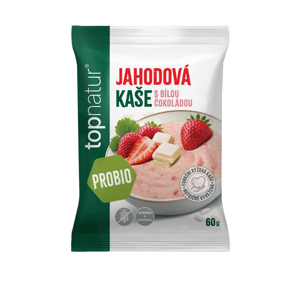 Topnatur Probio jahoda a bílá čokoláda kaše 60 g
