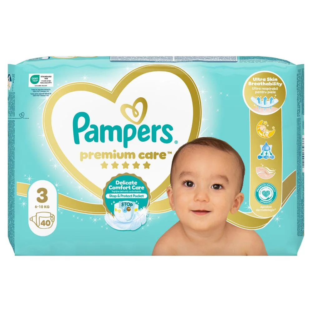 Pampers Premium Care vel. 3 6–10 kg dětské pleny 40 ks