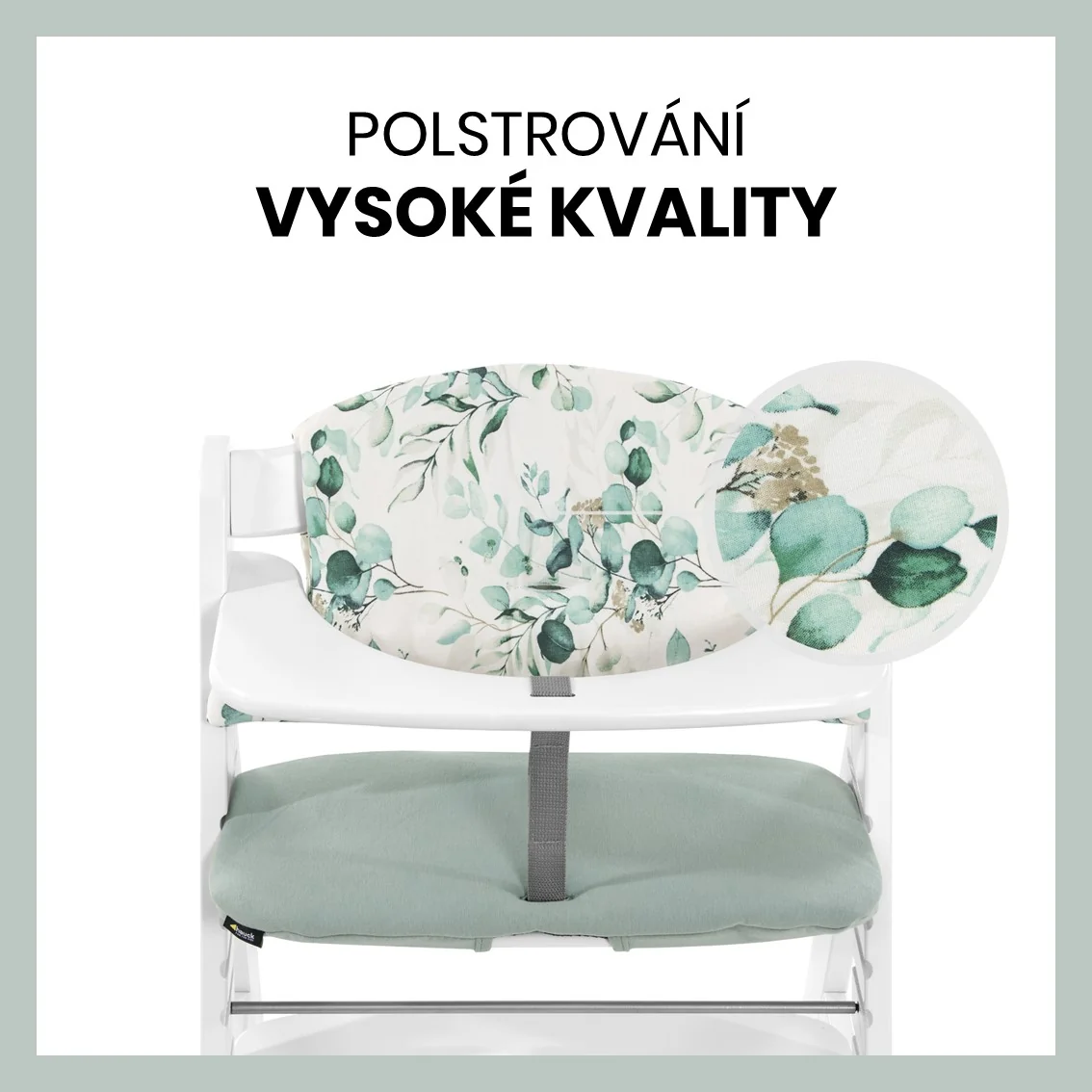 Hauck Polstrování Select na židličky Alpha+,Beta+ a Arketa, Jersey Leaves, Mint