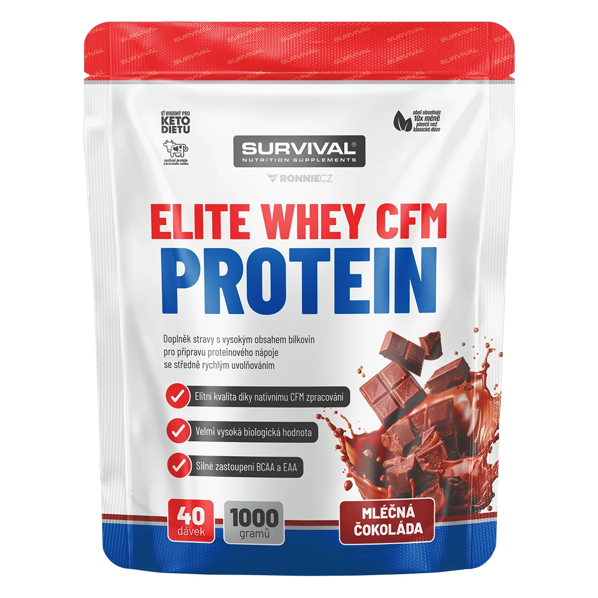 Survival Elite Whey CFM Protein, mléčná čokoláda